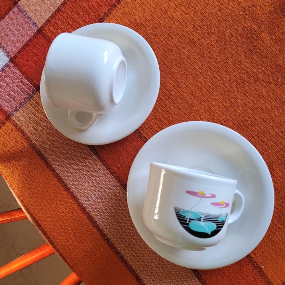 Vintage Italian coffee cup 80s new wave print mugs set